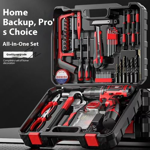 🔨⏰Household tool set electric drill multi-function hand drill tool box hardware electrical carpentry repair set (31,000 people repurchased)