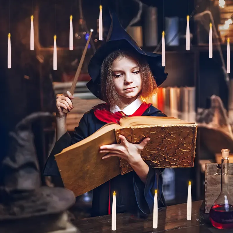 💡🔋Flameless Conical Ceiling Suspended Candle Light Flickering Holiday Decoration Wand Remote Control LED Christmas Candle Light (Sold Out Almost!⏰)