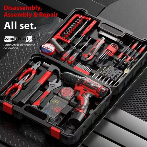 🔨⏰Household tool set electric drill multi-function hand drill tool box hardware electrical carpentry repair set (31,000 people repurchased)