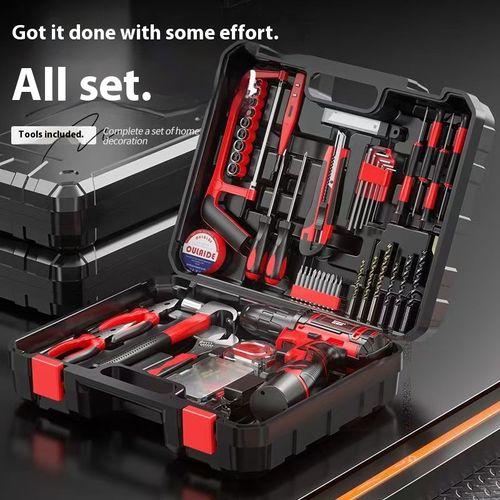 🔨⏰Household tool set electric drill multi-function hand drill tool box hardware electrical carpentry repair set (31,000 people repurchased)
