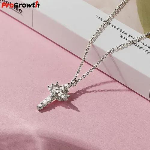 Crown Cross Necklace with Zirconia