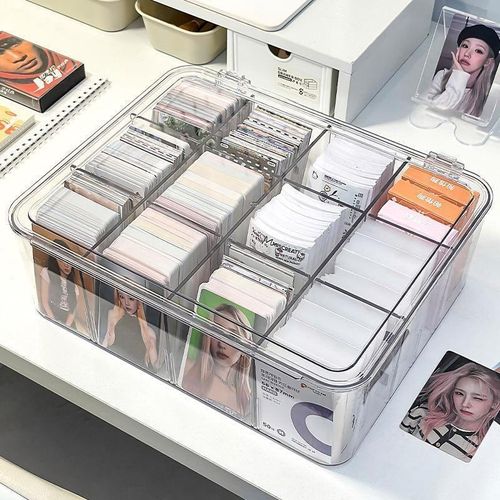 Plastic Top Loader Storage Box with Dividers, Trading Card Storage Box, Sports Cards Storage Box