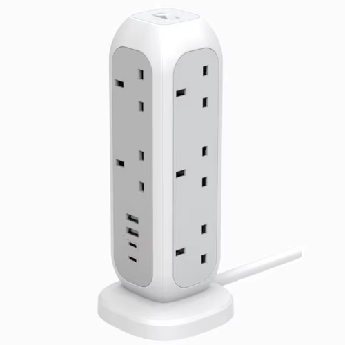 11 AC Multiple Outlets &, Heavy-Duty Cord 6 Ft, Flat Plug,Power Strip Tower, 4 USB Ports , Surge Protector