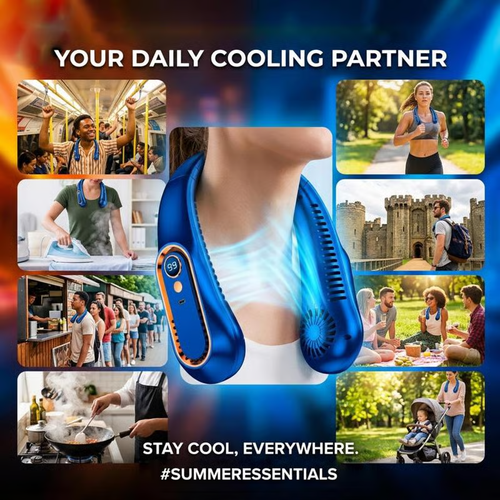 Bladeless Portable Neck Fan with 360° Surround Cooling