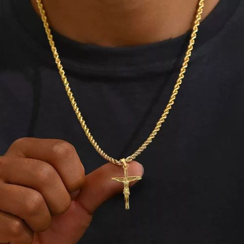 Gold-Plated Cross Pendant Necklace for Men - Tarnish-Resistant, Minimalist & Premium Design | Stylish Daily Accessory