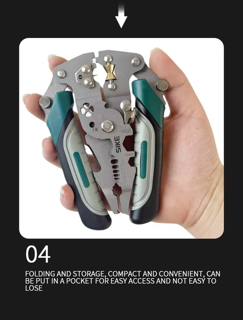 Foldable Multi-Function Wire Tool with Pulley Design, Portable Wire Stripper, Cable Separator & Wire Winding Pliers All-in-One Hand Tool for Electricians and DIY Projects