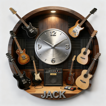 Personalized Guitar Room Wall Clock – Where Time Resonates