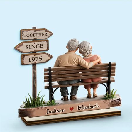 Custom Couple Personalized Double Layer Wooden Sign with Flat Stand - Housewarming Gift, Anniversary