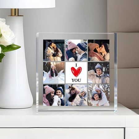 Custom Photo Collage Square Acrylic Plaque Desktop Decoration