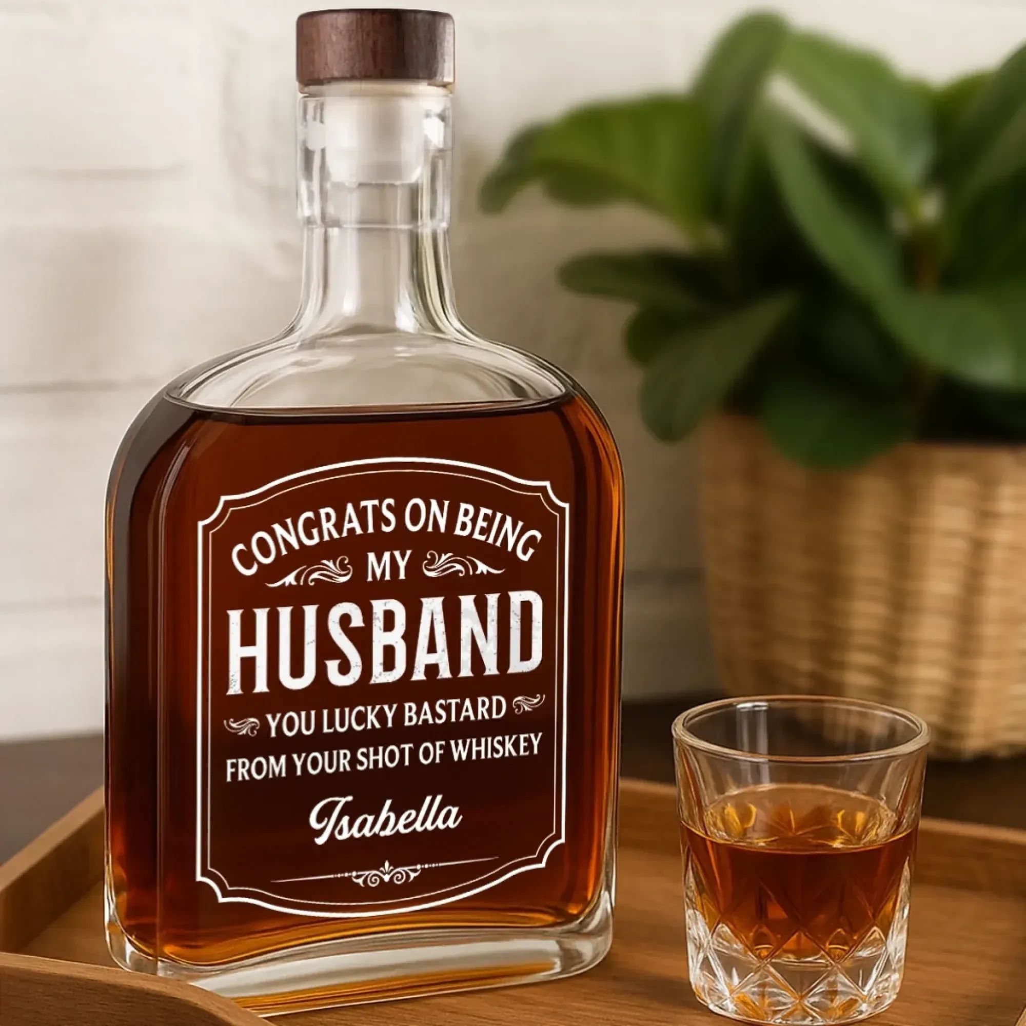 Cheers To My Amazing Husband - Couple Personalized Custom Whiskey Bottle - Gift For Husband Wife, Anniversary