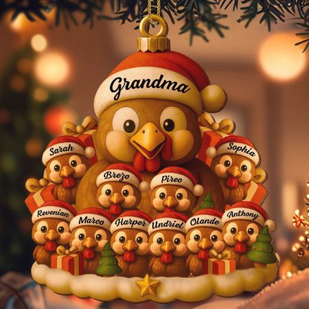 To Grandma With Turkeys and Chicks,Custom Wood Ornament