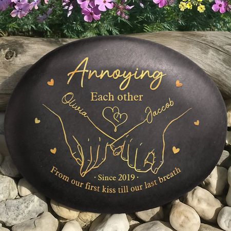 Custom Printed Rock - Personalized Anniversary Wedding Gifts For Husband And Wife, Him And Her - Cheers To Our Story