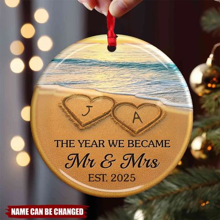 Custom Ceramic Ornament - Personalized Anniversary Christmas Ornament