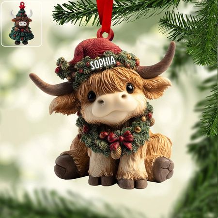 Adorable Highland Cow - Personalized Highland Cow Ornament
