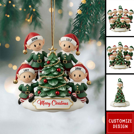 Personalized Cute Elf Family Ornament – ​​Gift for Your Family