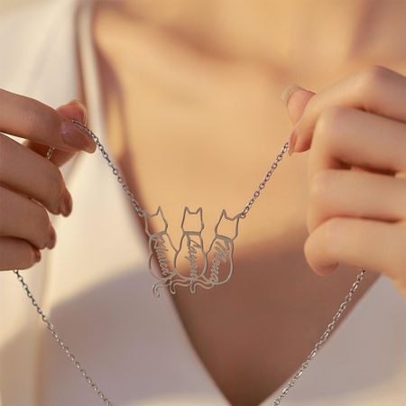 Personalized Cat Name Necklace Gifts For Cat Lovers