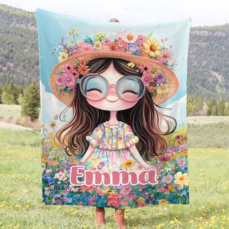 Custom-designed soft blankets with cartoon flower girl patterns names can be customized.
