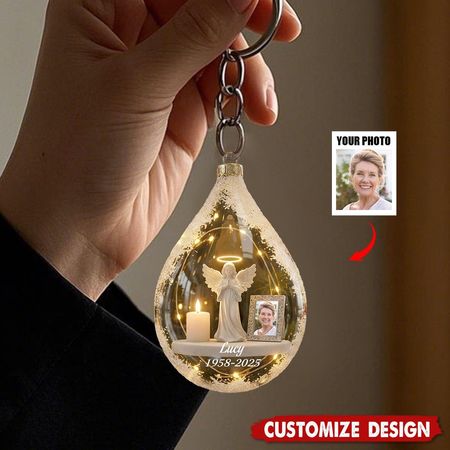 Personalized Angel&Candle Memorial Keychain Ornament – Memorial Gift