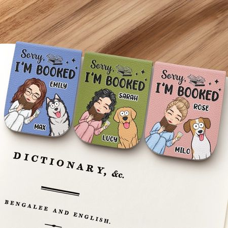 Custom Leather Magnetic Bookmark - Personalized  Bookish Gifts For Book Lovers, Bookworms, Dog Dad And Mom - Paws Off My Page