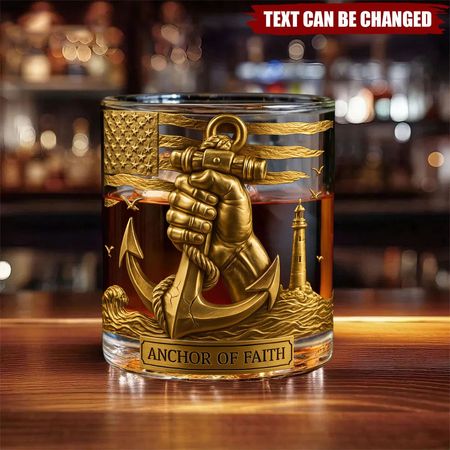 Hand Hold An Anchor - Personalized Whisky Glass