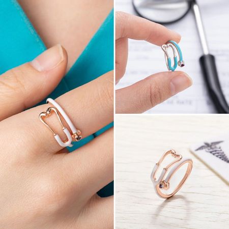 Personalized Heart Birthstone Ring Nurses Week - Adjustable ring, can be resized to fit - Appreciation Gift for Medical Staff