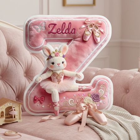 Bunny Ballet Alphabet Pillow - Personalized Gifts For Girls