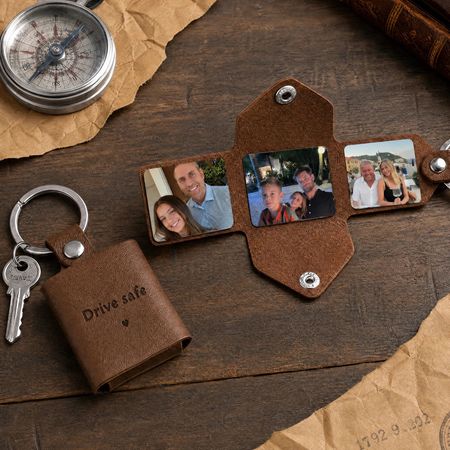 Personalized Leather Photo Album Keychain