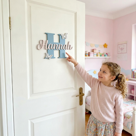 Personalized Monogram Bedroom Door Name Sign – Custom Kids Room Wall Decor