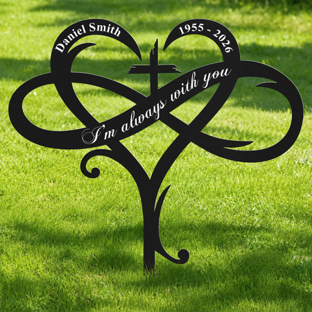 Infinity Heart Memorial Metal Garden Stake - Personalized Memorial Gifts