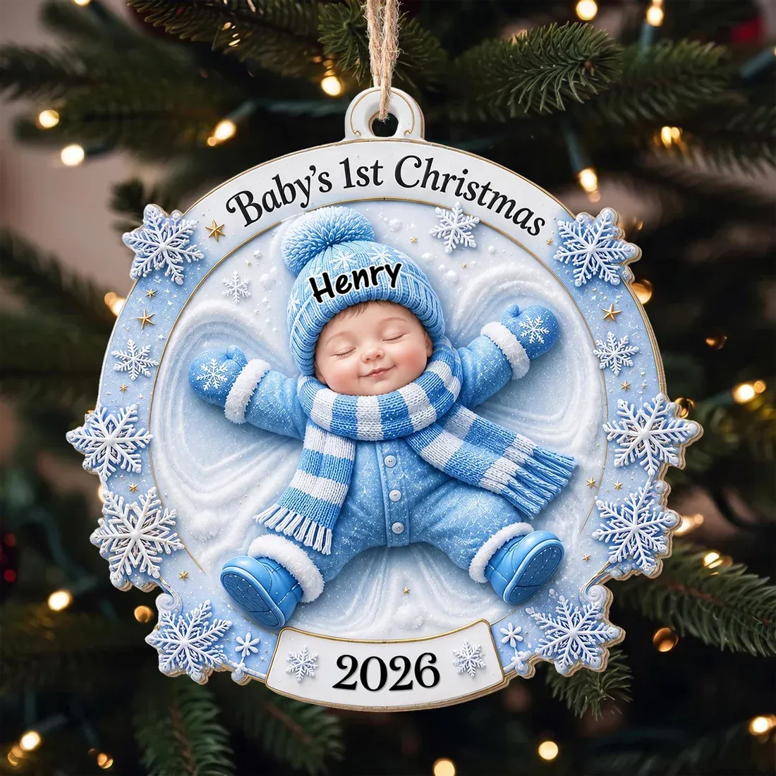 Baby's First Christmas, Personalized Custom Wood Ornament, Gift For Family