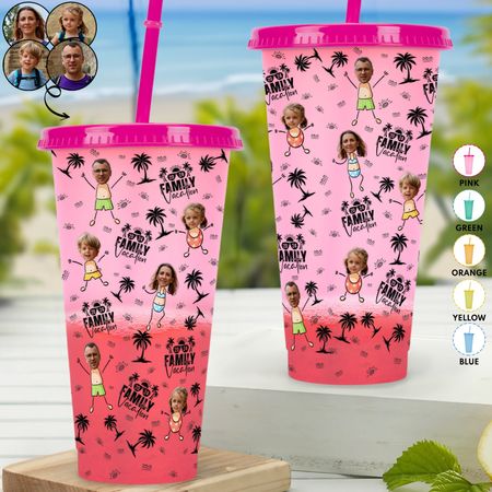 Custom Photo Family Vacation  Personalized Photo Color Changing Cup