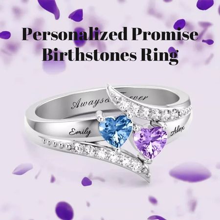 I Love You Forever - Personalized Promise Birthstones Ring