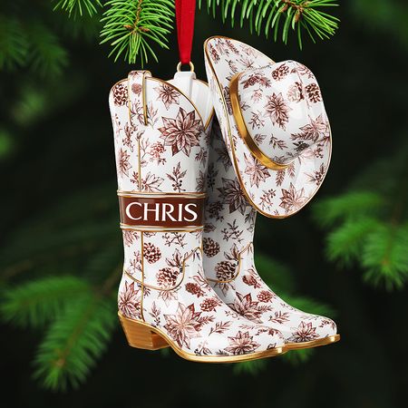 Personalized Gifts For Christmas, Cowboy Cowgirl Toile de Jouy Custom Shape Acrylic Ornament