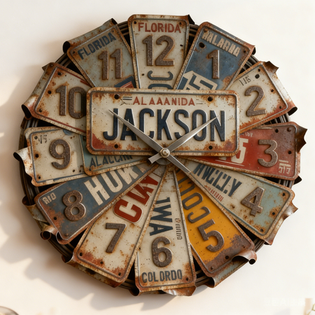 Personalized Retro License Plate Clock – Your Journey, In Time