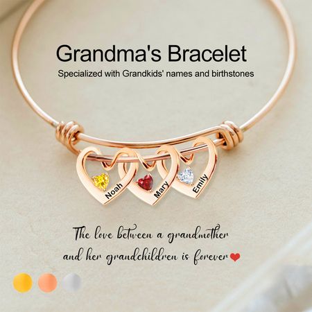 Personalized Heart Name Birthstone Bracelet For Mom Grandma(Universal size - adjustable size)