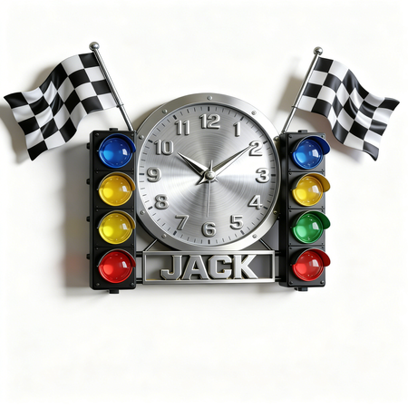 Personalized Rally Start Light Wall Clock – Ready, Set, Glow!