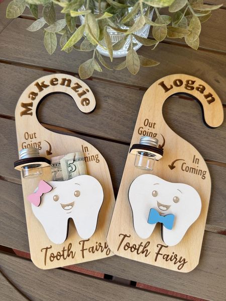 Custom Name Tooth Holder with Jar and Money Slot - Tooth Fairy Gift for Kids