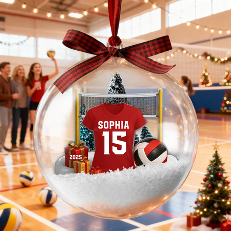 Volleyball Player Uniform - Personalized Snow Globe Ornament