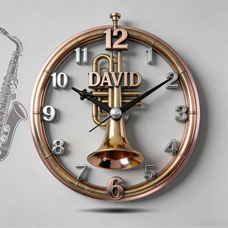 Personalized Trumpet Brass Tube Wall Clock – Where Time Plays a Melody