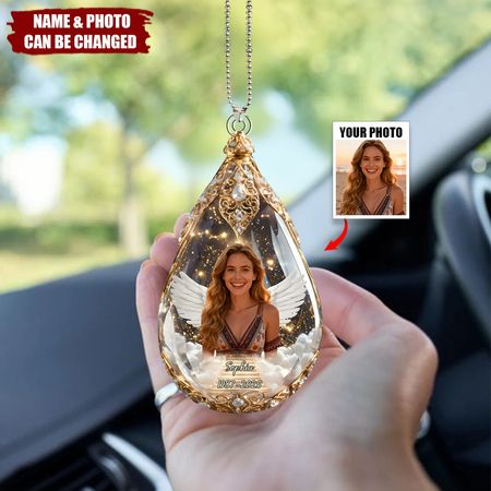 Custom Photo Car Ornament - Personalized Memorial Sympathy Gifts For Loss Of Mom, Dad