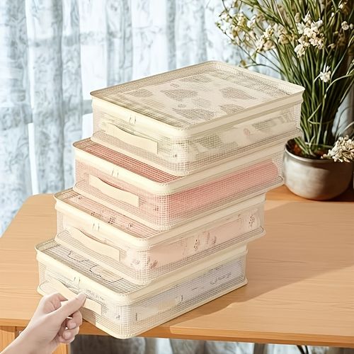Foldable Bedsheet Storage Organizer Bags Pack of 4 with Strong Zipper|Space Saving Fabric Clothes Organizer for Home Use