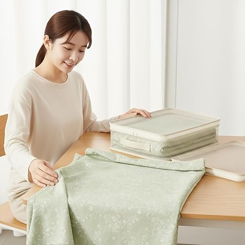 Foldable Bedsheet Storage Organizer Bags Pack of 4 with Strong Zipper|Space Saving Fabric Clothes Organizer for Home Use