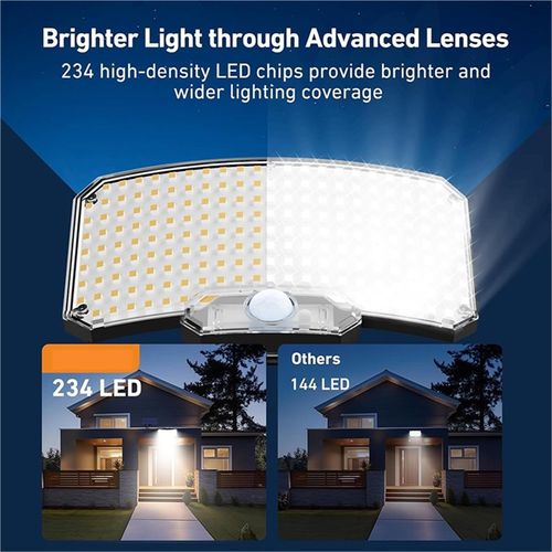 Secure Your Patio,Garden,Garage: 234LED Solar Motion Sensor Lights - Super Bright, Waterproof, with Remote (2 Pcs)