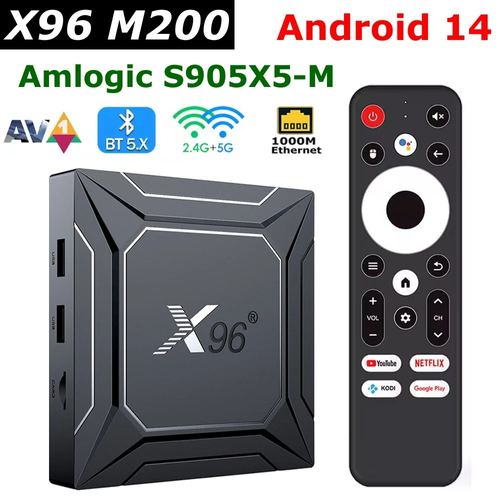 Premium 4K Android Media Player Amlogic S905X5M QuadCore Processor 2GB RAM32GB ROM Bluetooth Voice Remote SDUSBTF Card Expansion MultiFormat VideoAudio Playback Compact 21×14×5cm Design Essential for Home Theater