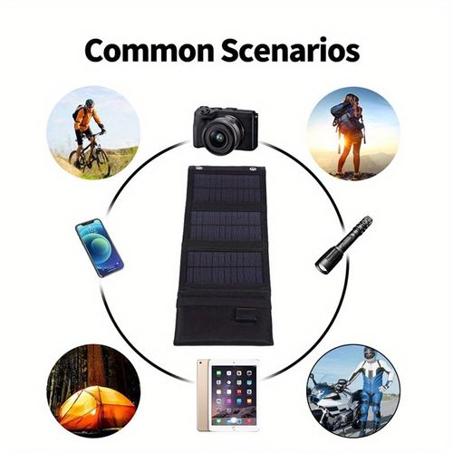 20W Portable Solar Foldable Charger Bag – All-in-One 1 Adapter for 10+ Chargers, USB 5V Output | Compatible with Various Chargers | Ideal for Outdoor, Camping & Emergency Use | Phone Charging | Solar-Powered | Perfect for Multiple Festivals