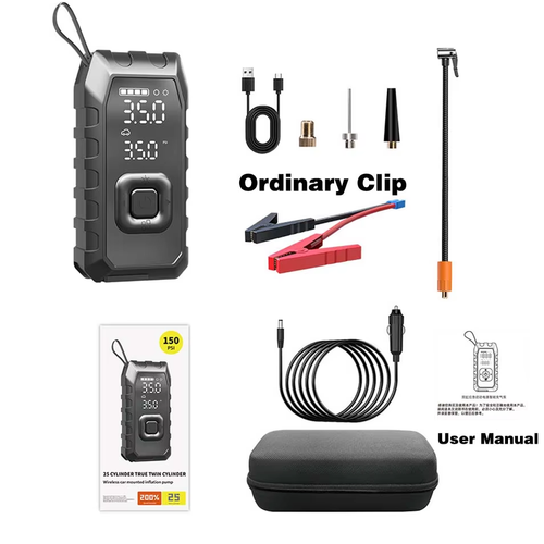 5 In 1 Car Jump Starter Dual-cylinder Air Pump Tire Inflator Portable Air Compressor Power Bank Starting Device 150PSI