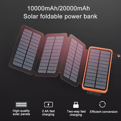 10000,20000mAh Outdoor Solar Power Bank, Portable Solar Panel Charger,5V Dual USB for Phones,Camping & Emergency Use