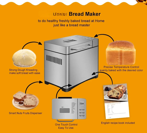 Biolomix BBM013 Automatic Bread Maker 13-16H Delay Timer 1KG Large Capacity 650W Powerful Motor Metal Body Stainless Panel Africa Baking Choice