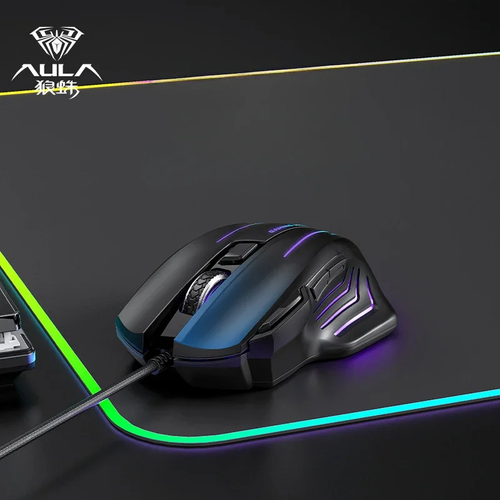 AULA Wolfshark S18 Demon Gaming Mouse 5600DPI 6Speed 4Way Scroll 15m Braided Cable Ergonomic Top Choice for African Gamers