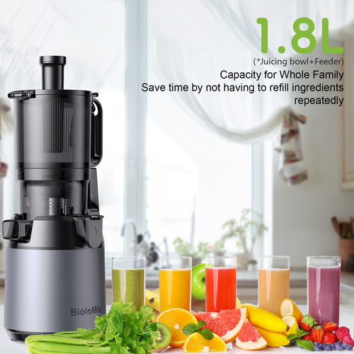 Biolomix PRO 130mm Extra Wide Chute Slow Juicer Commercial Stainless Steel plus BPA Free Plastic Dual Mode 50RPM Slow Squeeze 12000RPM Turbo 1000ML Tank 1501ml Optimal Yield 05 1L Removable Pulp Container